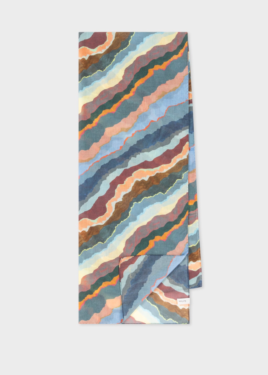 Front View - Blue 'Torn Stripe' Scarf Paul Smith