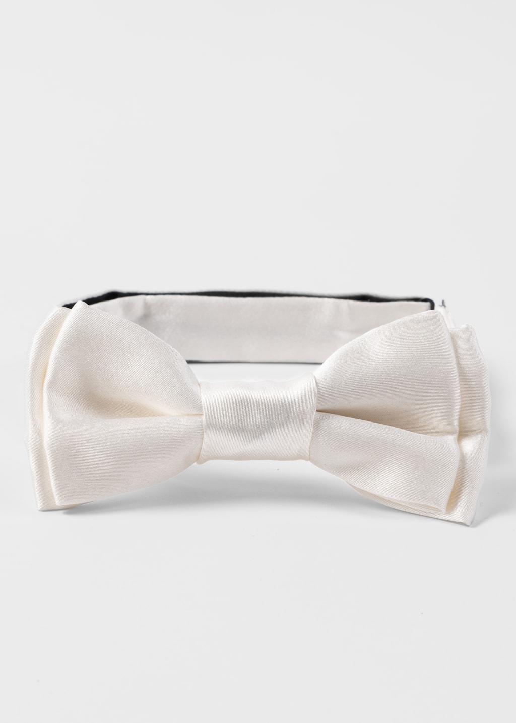 Front View - White Pre-Tied Silk Bow Tie Paul Smith