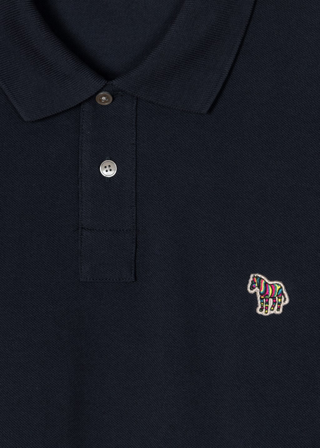 Men's Navy Organic Cotton Zebra Logo Long-Sleeve Polo Shirt