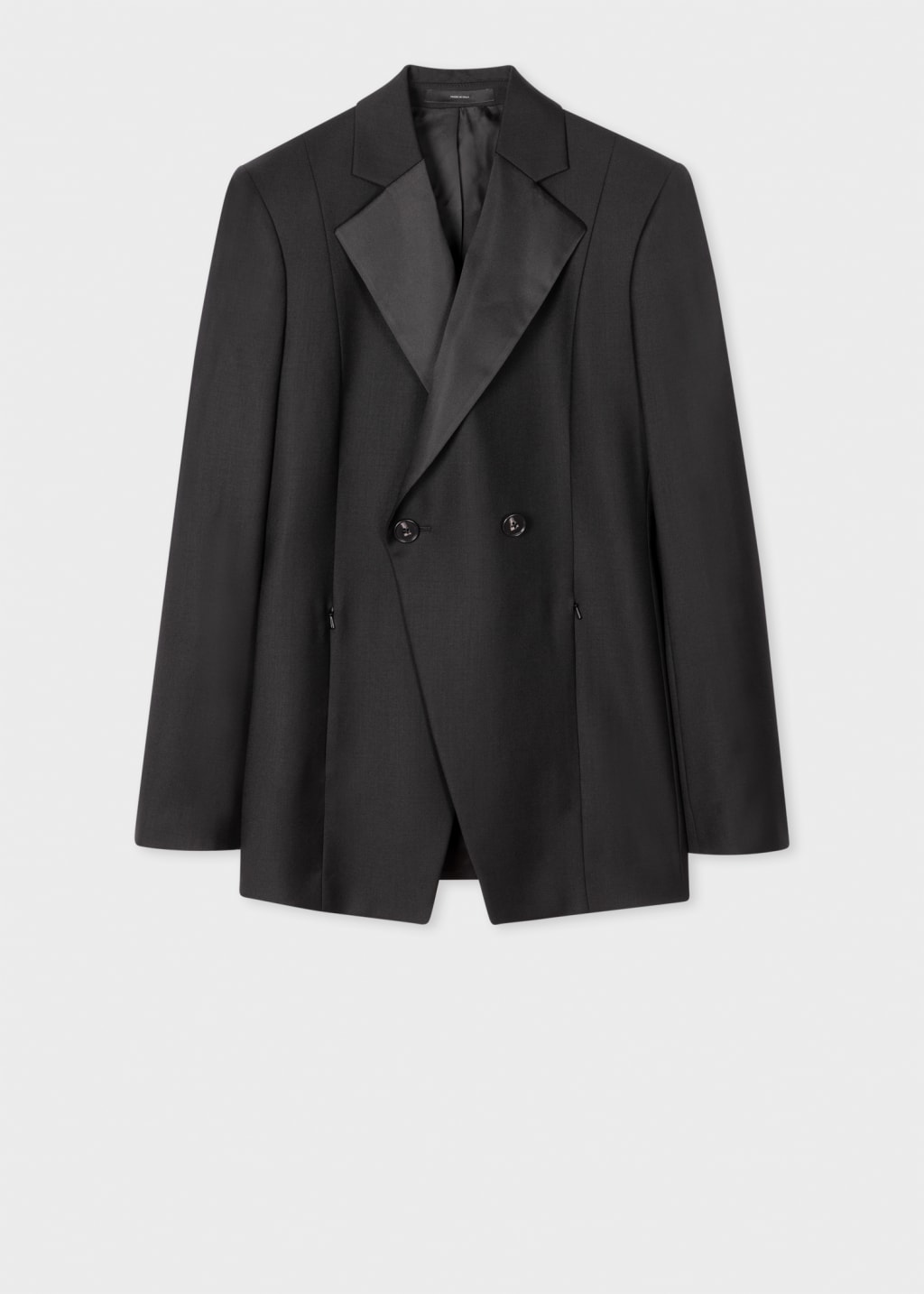 WSS Black Pinstriped Slim Fit Double-Breasted Blazer with Silver Metal Buttons –  - Middletown main image 1