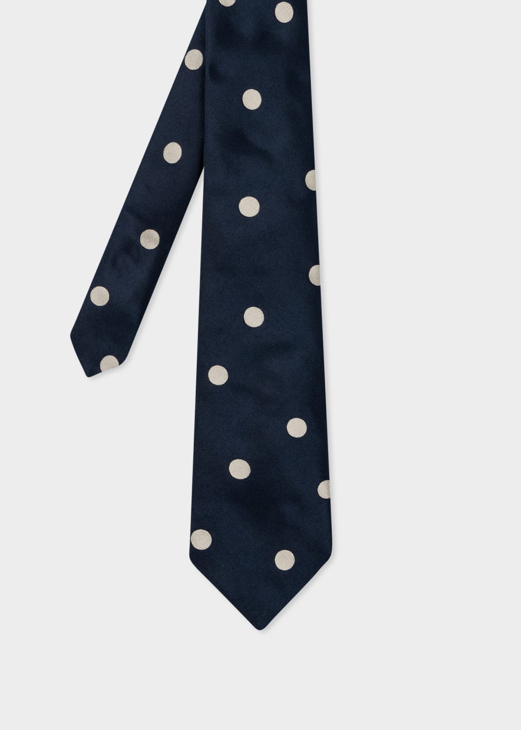 Front View - Dark Navy Silk Polka Dot Tie Paul Smith