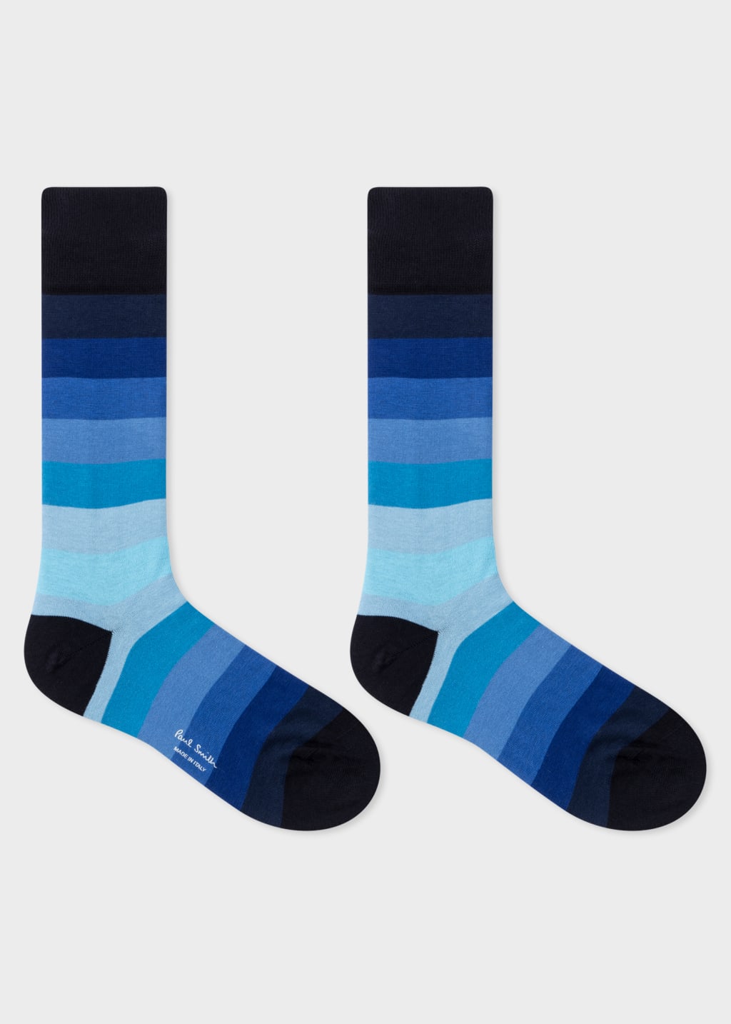 Pair View - Blue Cotton-Blend Gradient Stripe Socks Paul Smith