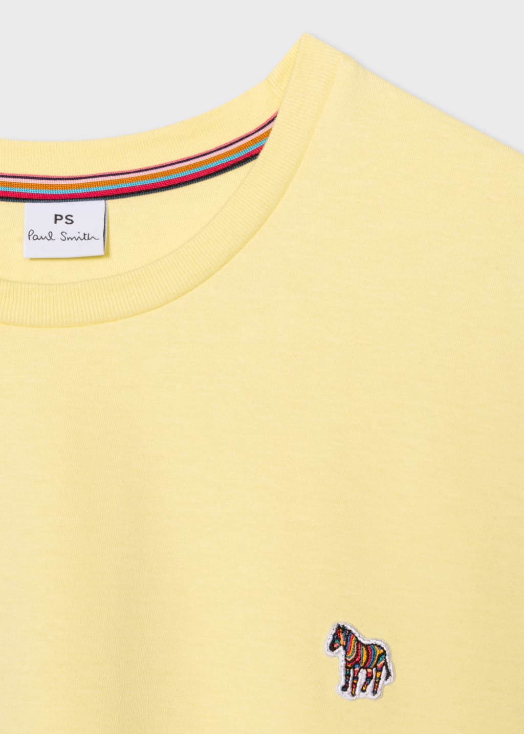 Women's Washed Neon Yellow Cotton Zebra Logo T-Shirt