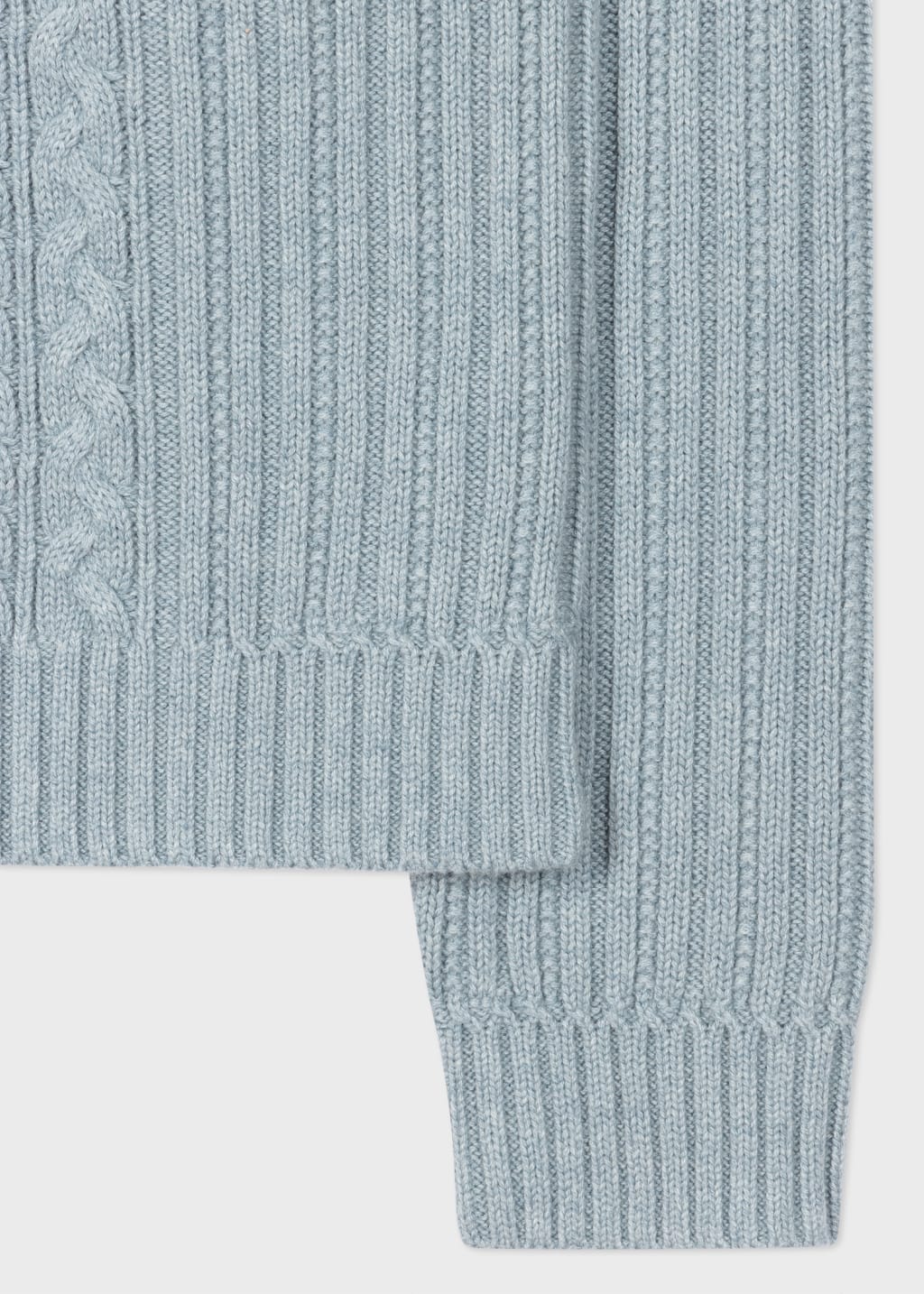 Detail View - Pale Blue Cotton-Cashmere Cable Knit Sweater Paul Smith