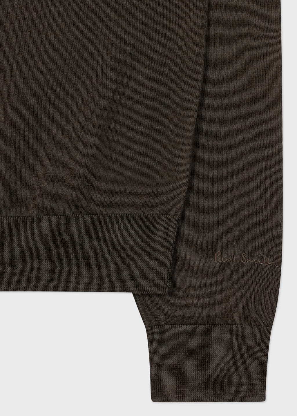 Detail View - Dark Green Merino Wool Half Zip Sweater Paul Smith