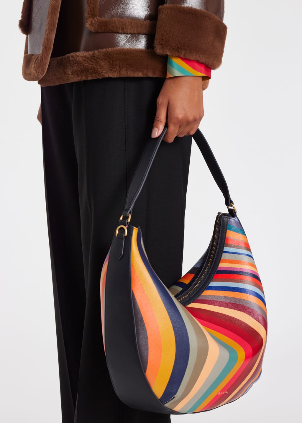Product View - Women's 'Swirl' Leather Medium Round Hobo Bag by Paul Smith