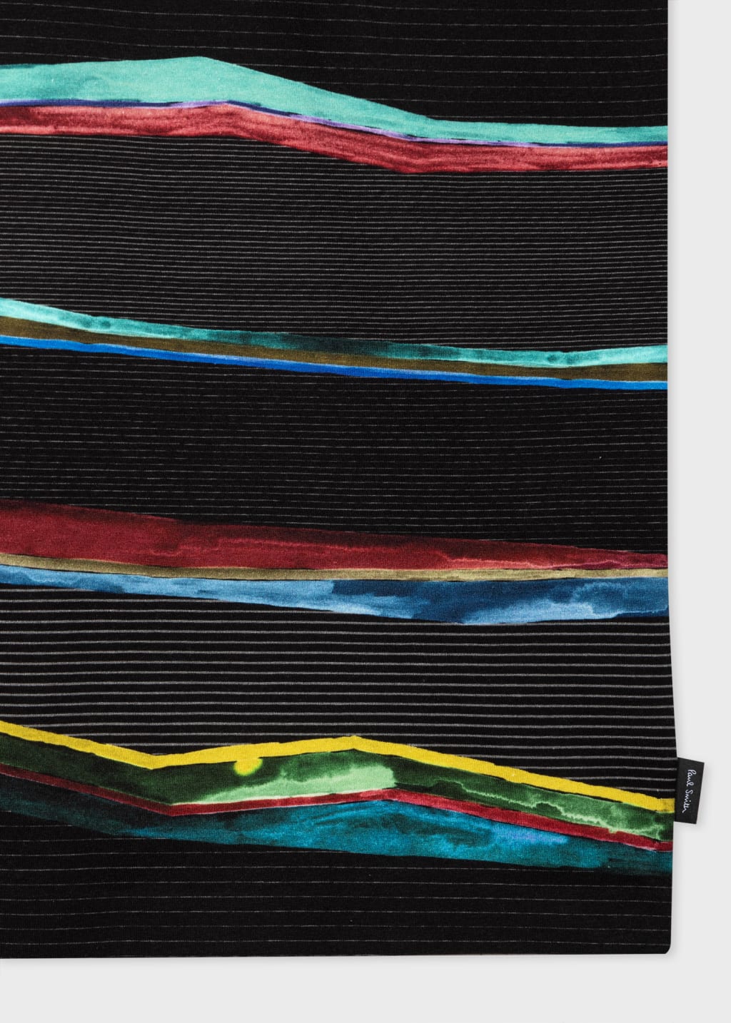 Detail View - Black 'Plains' Stripe Print T-Shirt Paul Smith