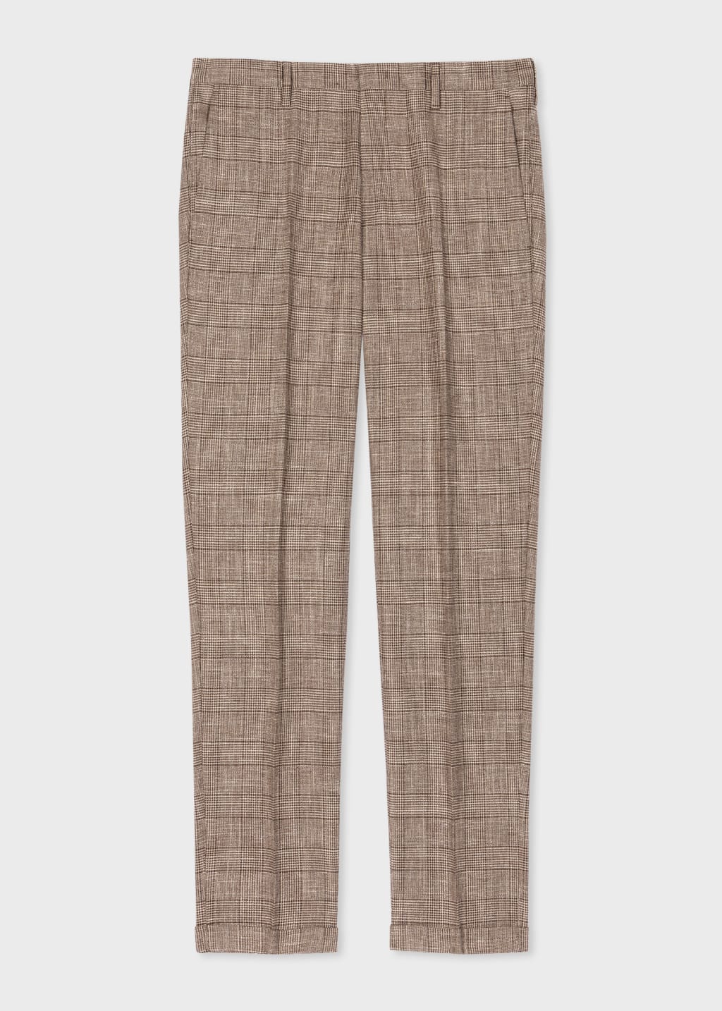 Product View - Slim-Fit Brown Houndstooth Check Wool-Linen Trousers by Paul Smith