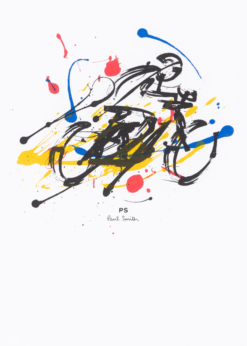 Detail View - White 'Cyclist Sketch' Print Cotton T-Shirt Paul Smith