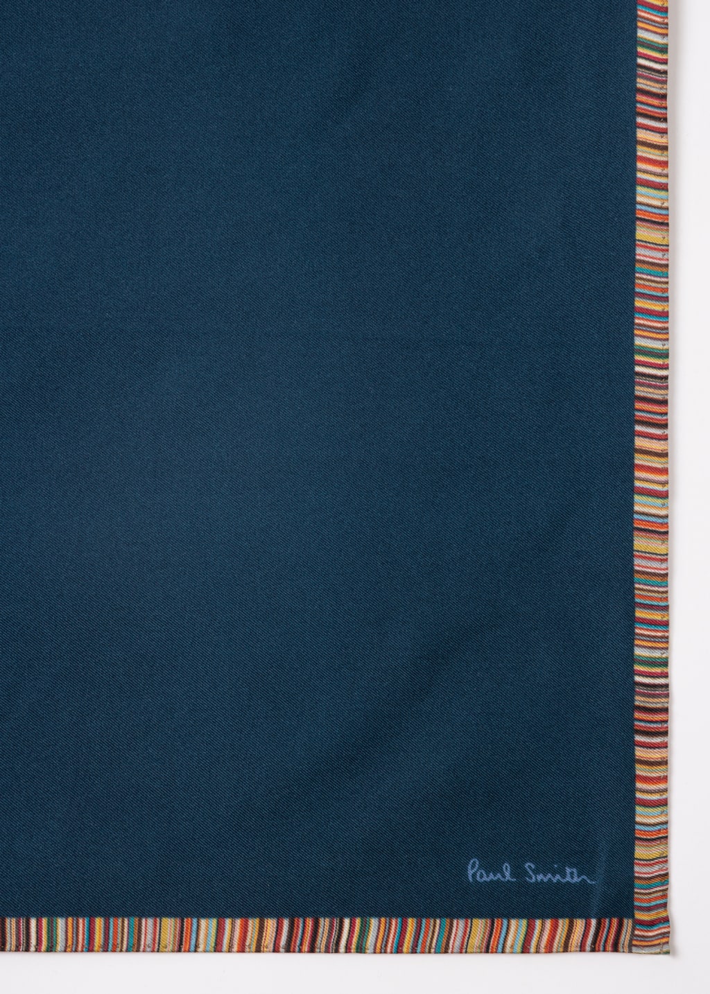 Product View - Men's Navy Signature Stripe Silk Pocket Square by Paul Smith