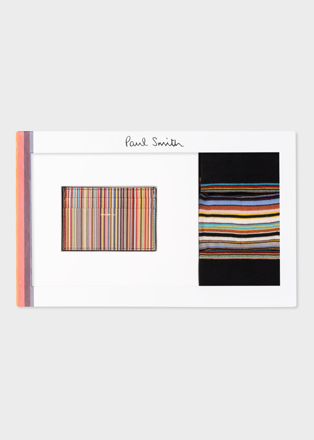 Front View - 'Signature Stripe' Card Holder And Three Pack Socks Gift Set Paul Smith