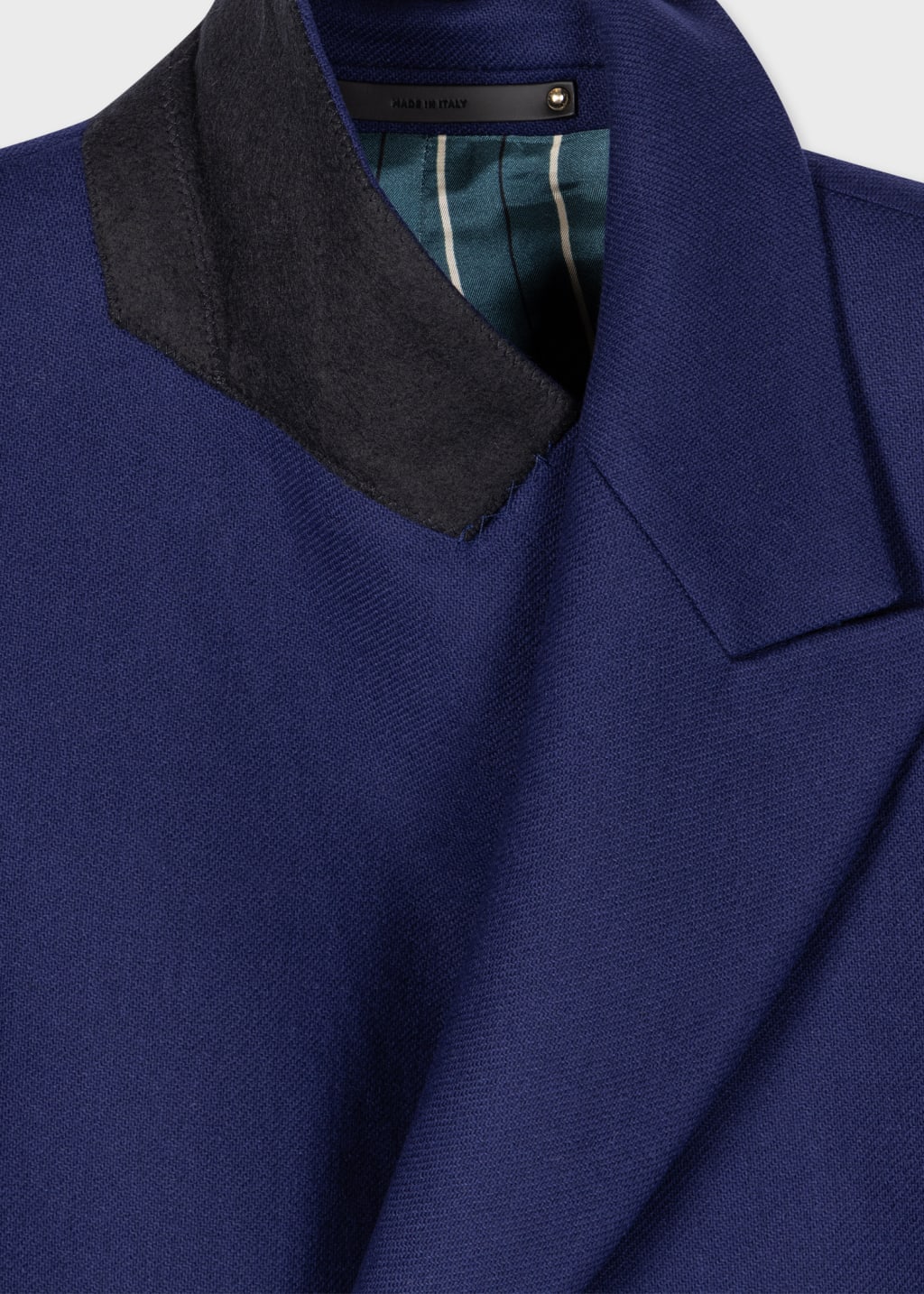 Detail View - Royal Blue Wool-Cashmere Epsom Coat Paul Smith