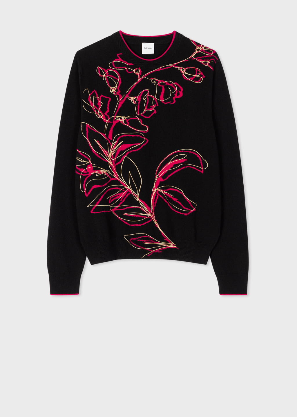 Front View - Women's Black 'Ink Floral' Lambswool Sweater Paul Smith