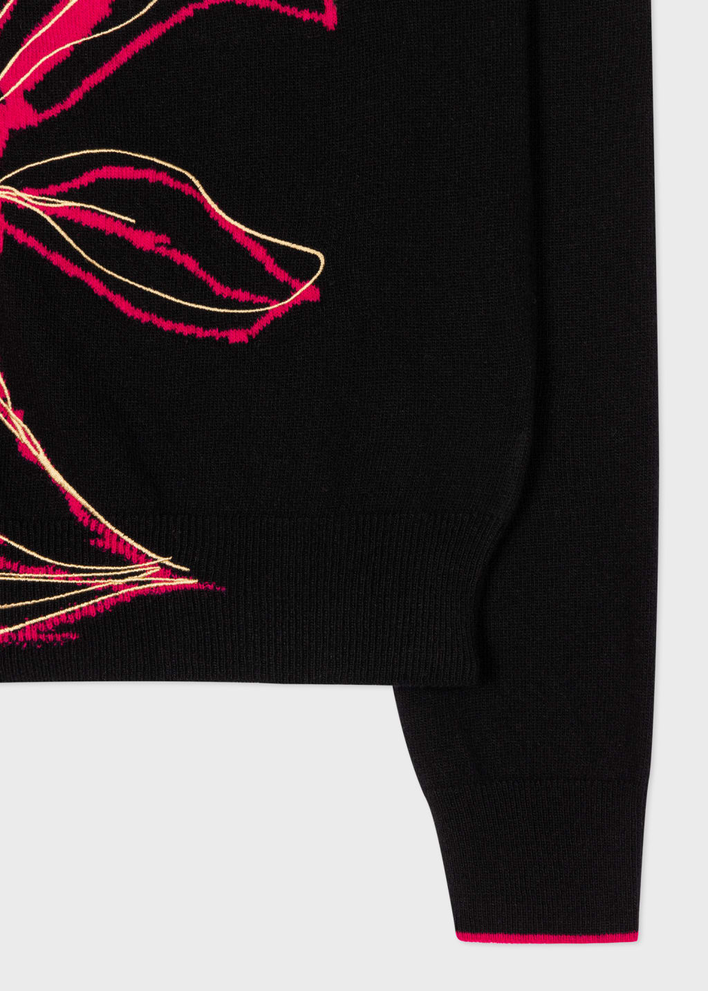 Detail View - Women's Black 'Ink Floral' Lambswool Sweater Paul Smith