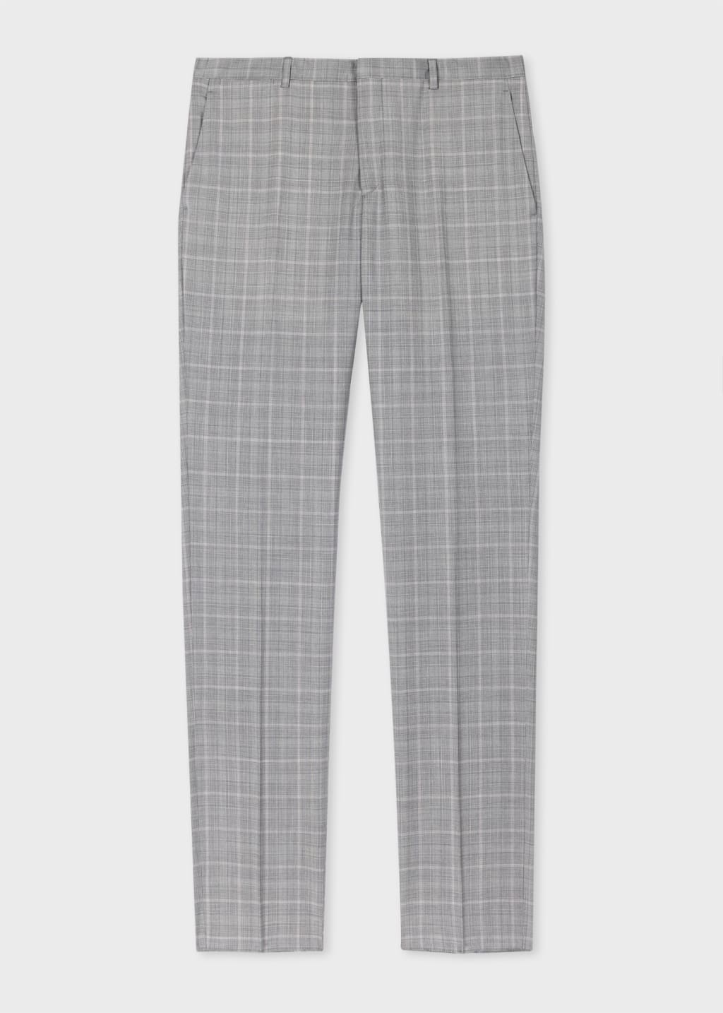 Front View - The Kensington - Slim-Fit Grey and Pink Check Wool Suit Paul Smith