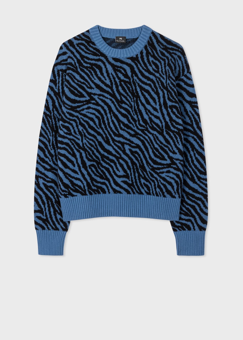 Front View - Women's Organic Cotton Blue Zebra Sweater Paul Smith