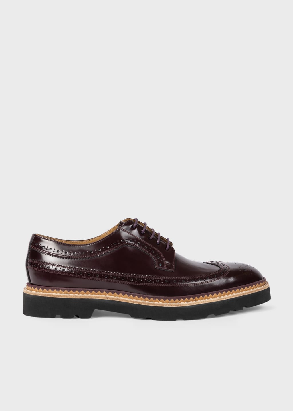 Detail View - Bordeaux High-Shine Leather 'Count' Brogues Paul Smith