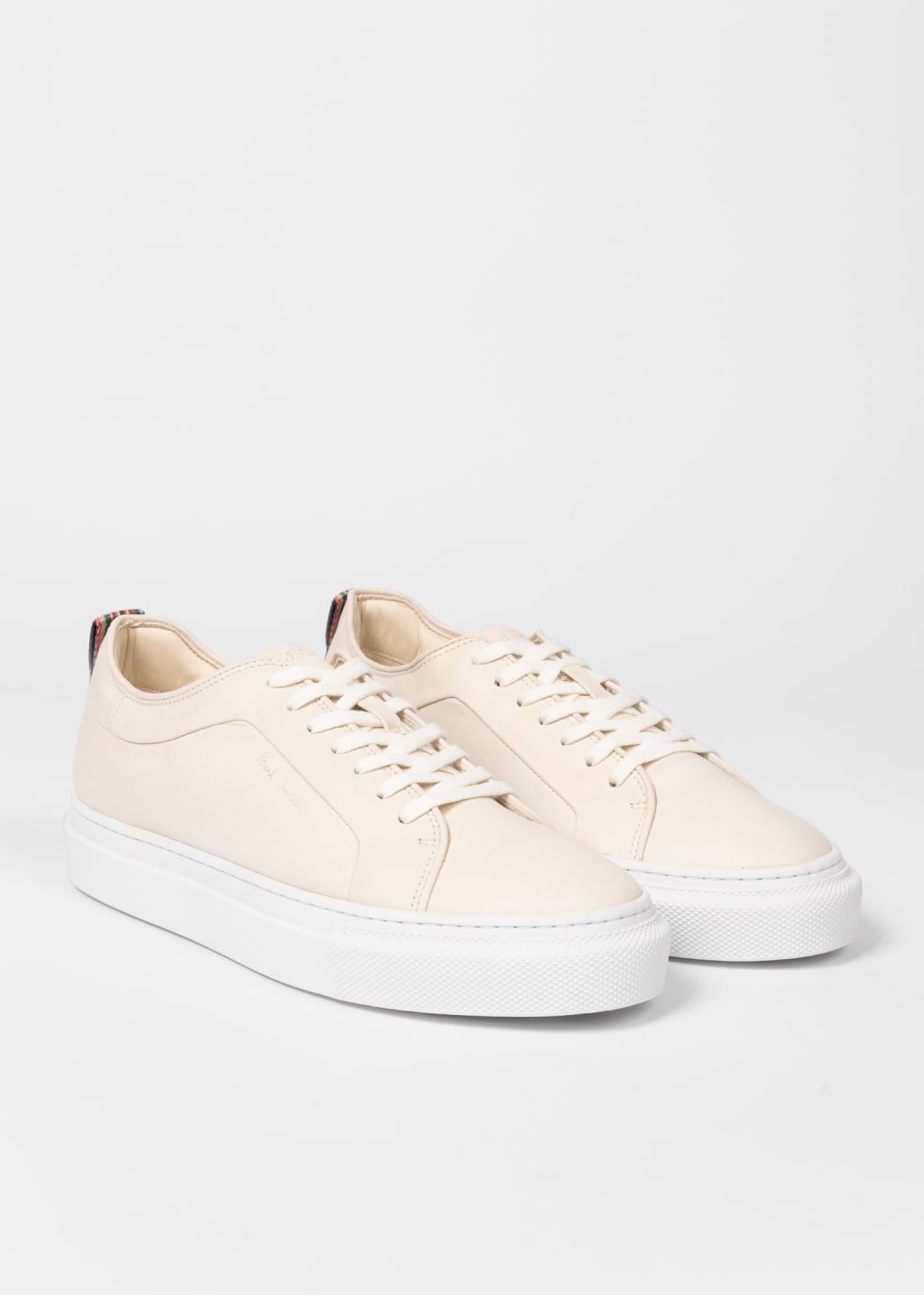 Pair View - Cream Leather 'Malbus' Trainers Paul Smith