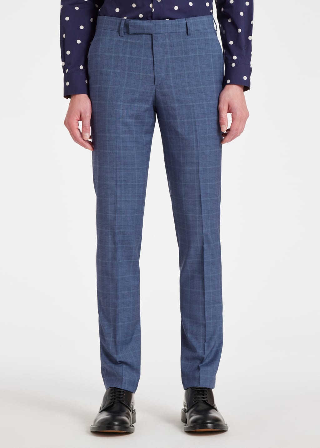 Model View - The Soho - Tailored-Fit Blue Check Wool Suit Paul Smith