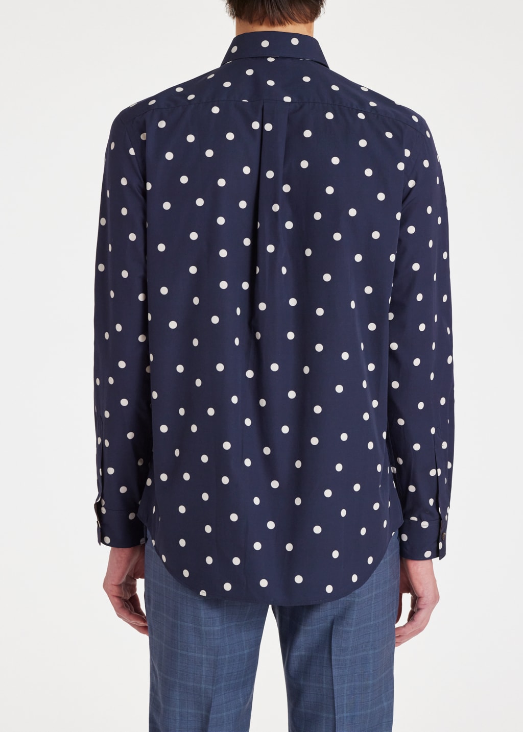 Men's Navy Cotton Polka Dot Shirt