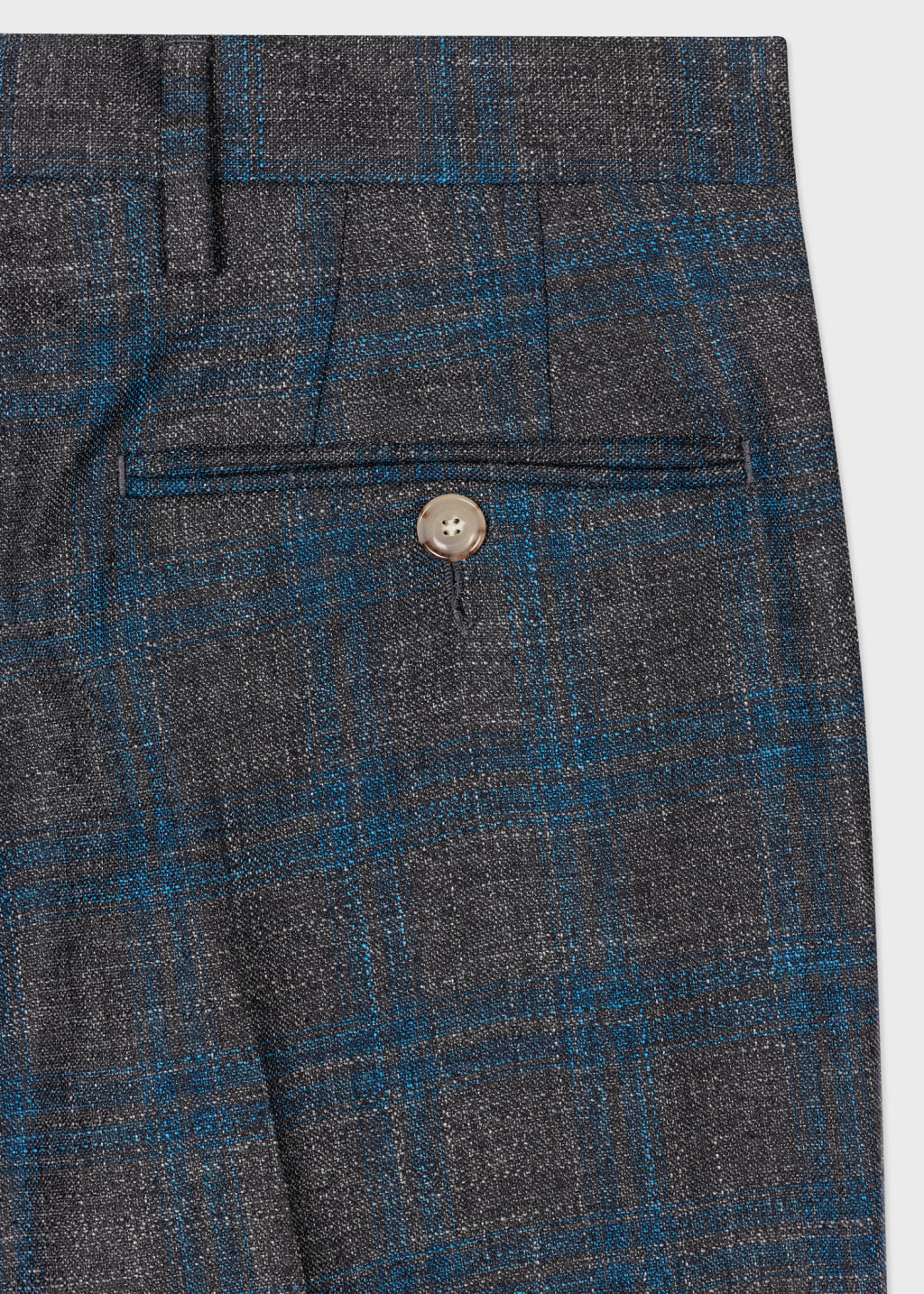Product View - Slim-Fit Grey and Blue Check Wool-Linen Trousers by Paul Smith