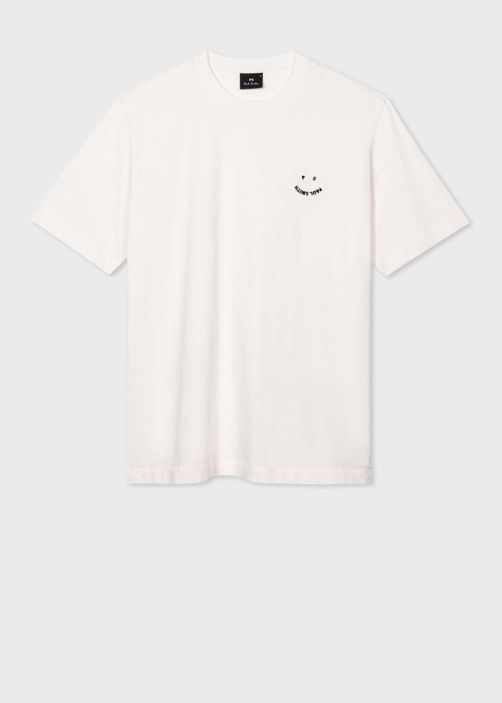 Front View - White Cotton 'Happy' T-Shirt