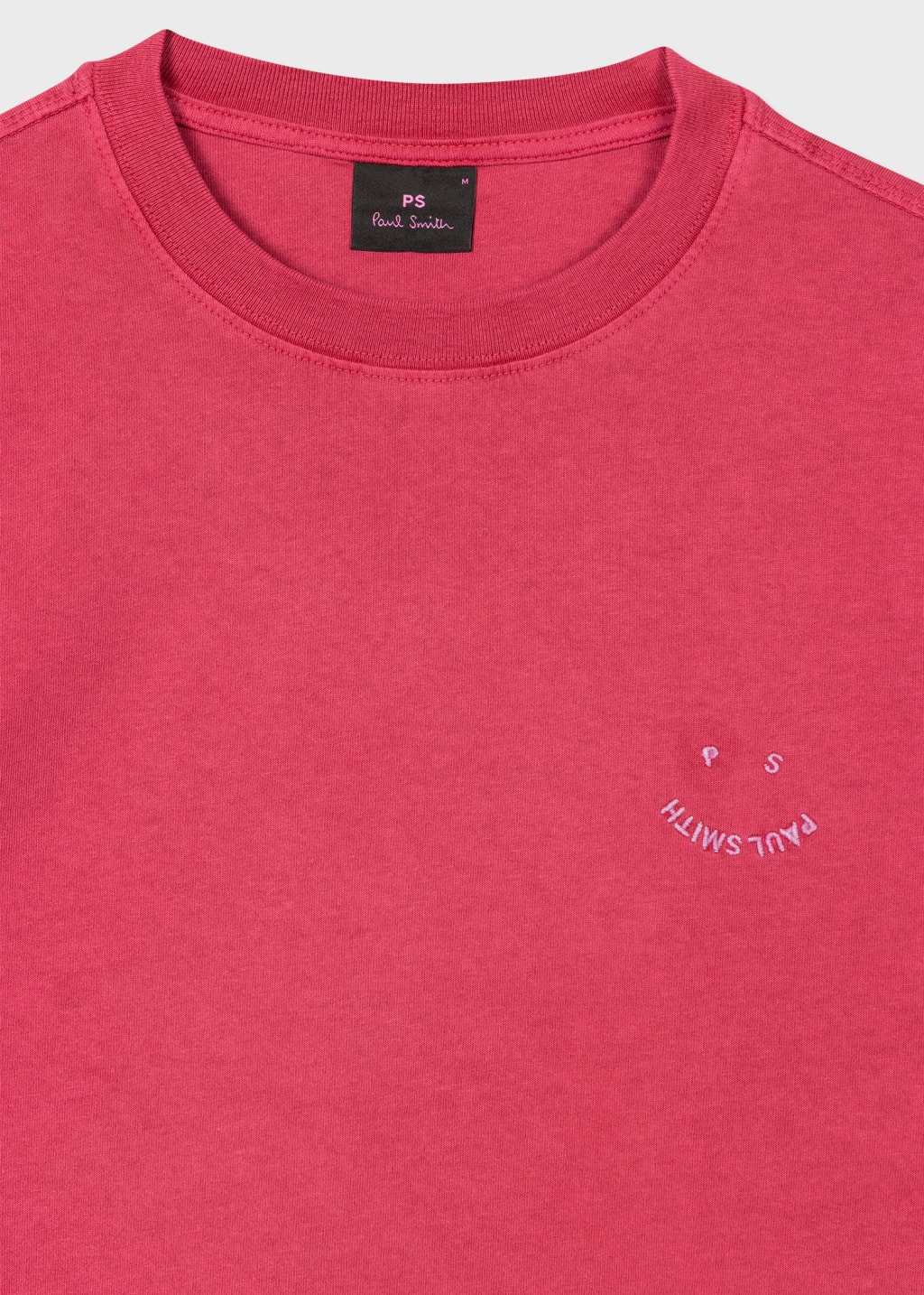 Detail View - Washed Red Cotton 'Happy' T-Shirt Paul Smith