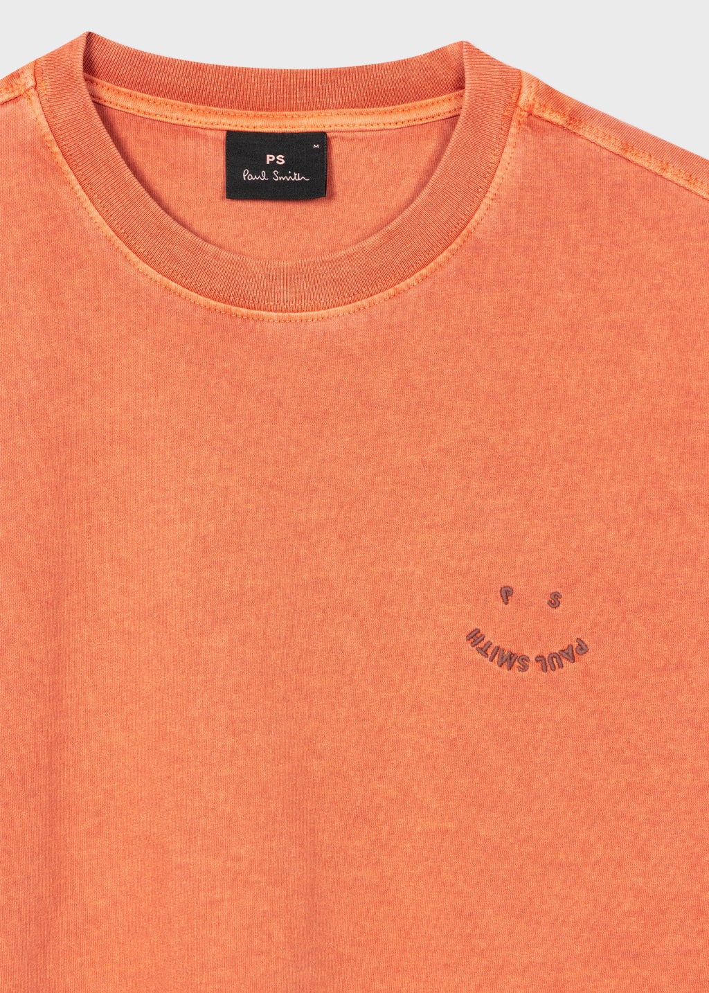Detail View - Burnt Orange Cotton 'Happy' T-Shirt Paul Smith