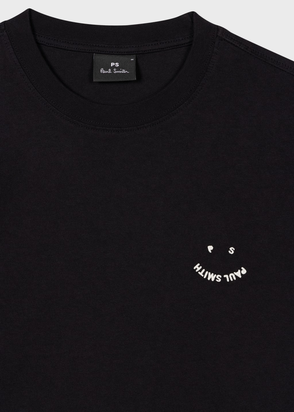 Detail View - Black Cotton 'Happy' T-Shirt Paul Smith