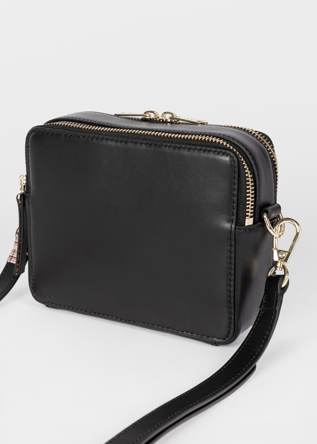 Product View - Women's Black Leather 'Signature Stripe' Camera Bag by Paul Smith