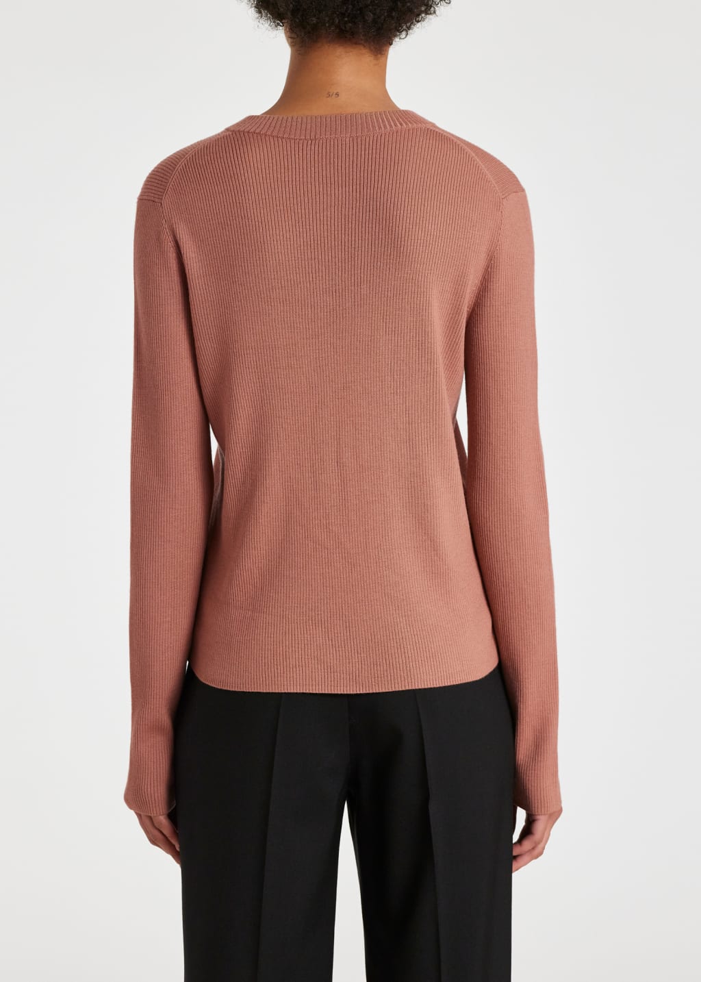 Model View - Women's Warm Nude Ribbed Cardigan Paul Smith
