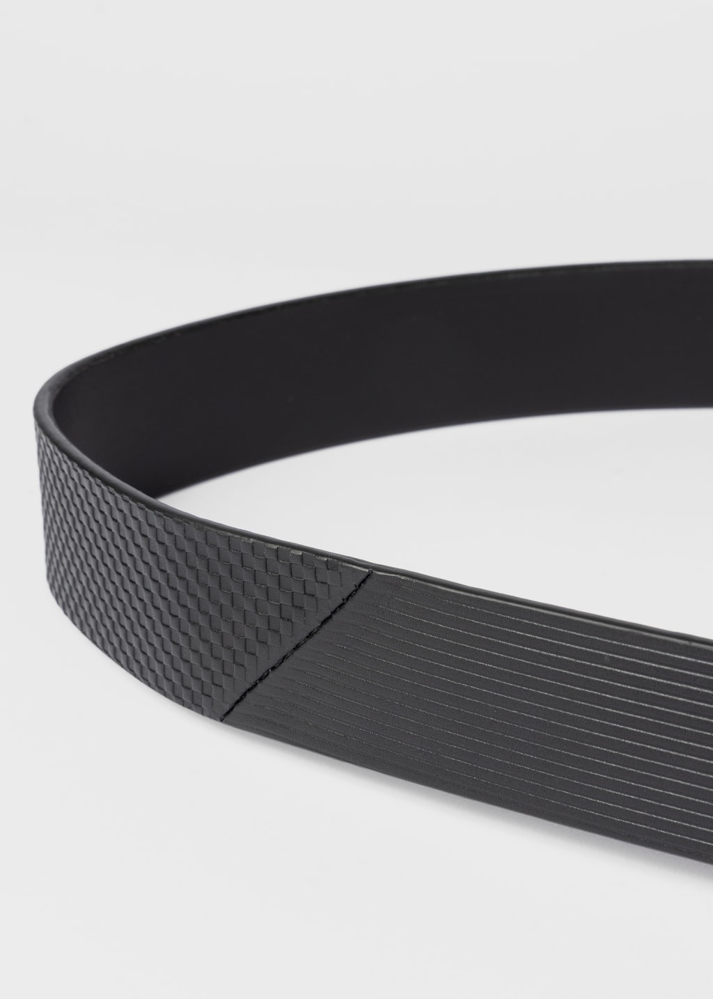 Product View - Black Leather Embossed Belt by Paul Smith
