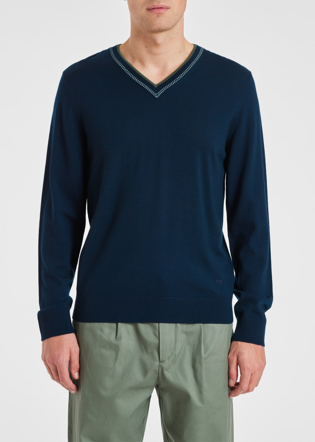 Loose Navy V Neck Patchwork Thick Men Parka Winter RO038 main image 0