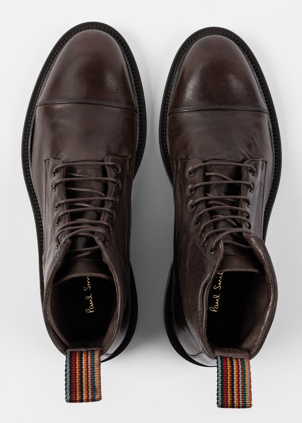 Pair View - Dark Brown Leather 'Newland' Boots Paul Smith