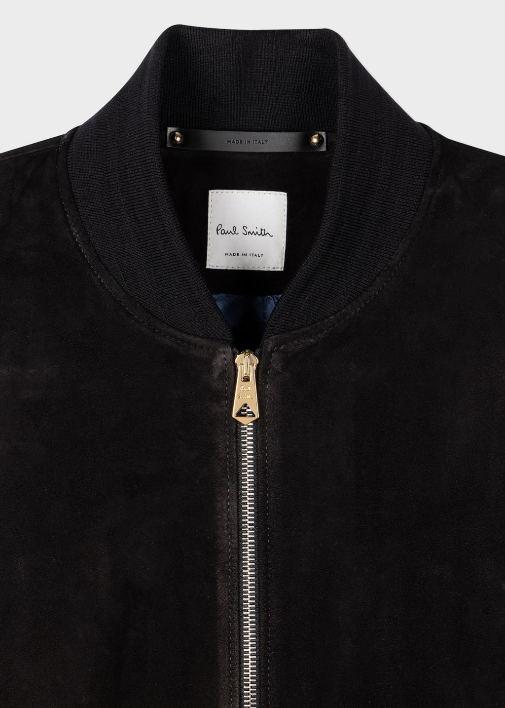 Detail View - Black Suede Bomber Jacket Paul Smith