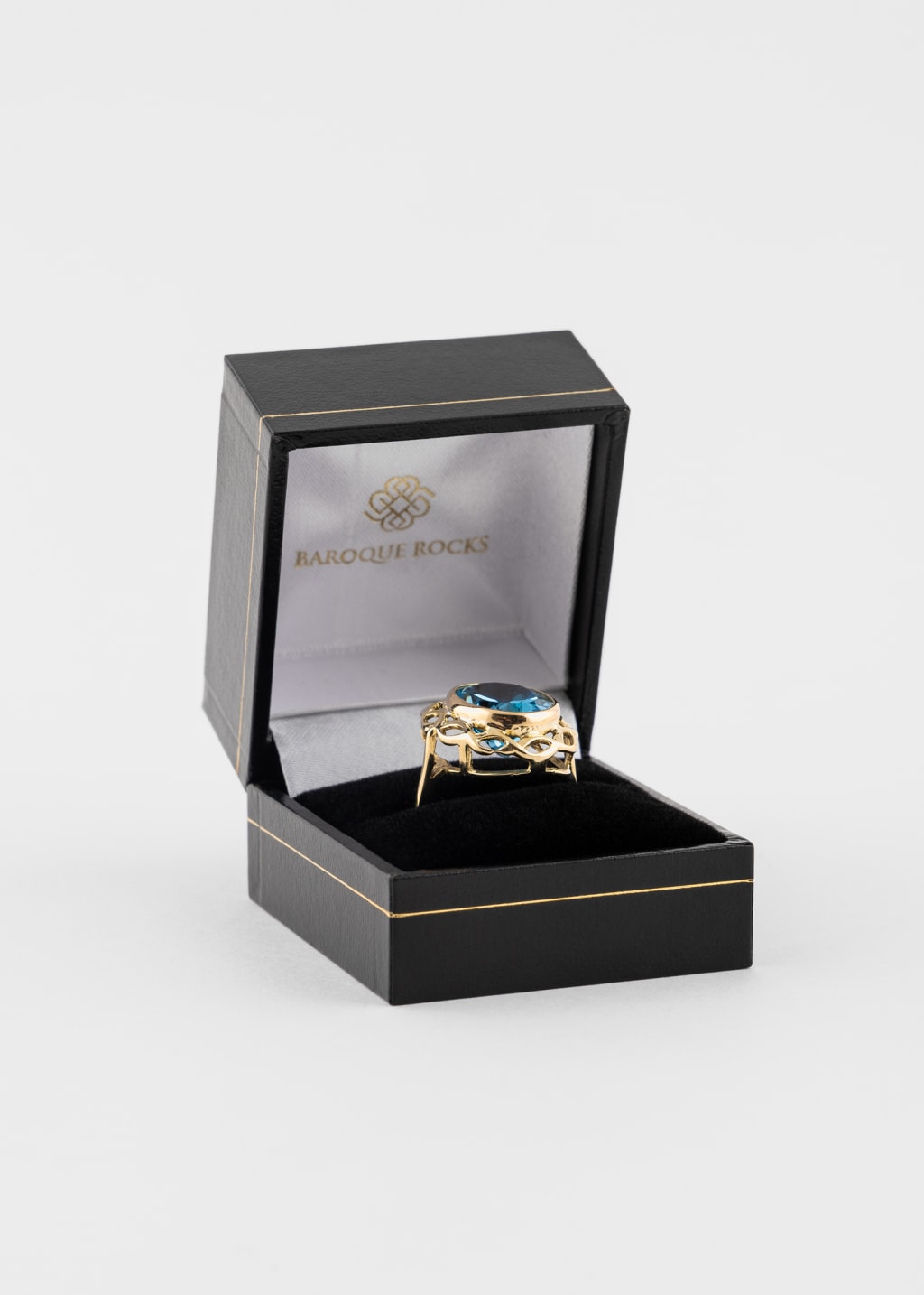Product View - 'Enormous Sky Blue Topaz' Gold Cocktail Ring