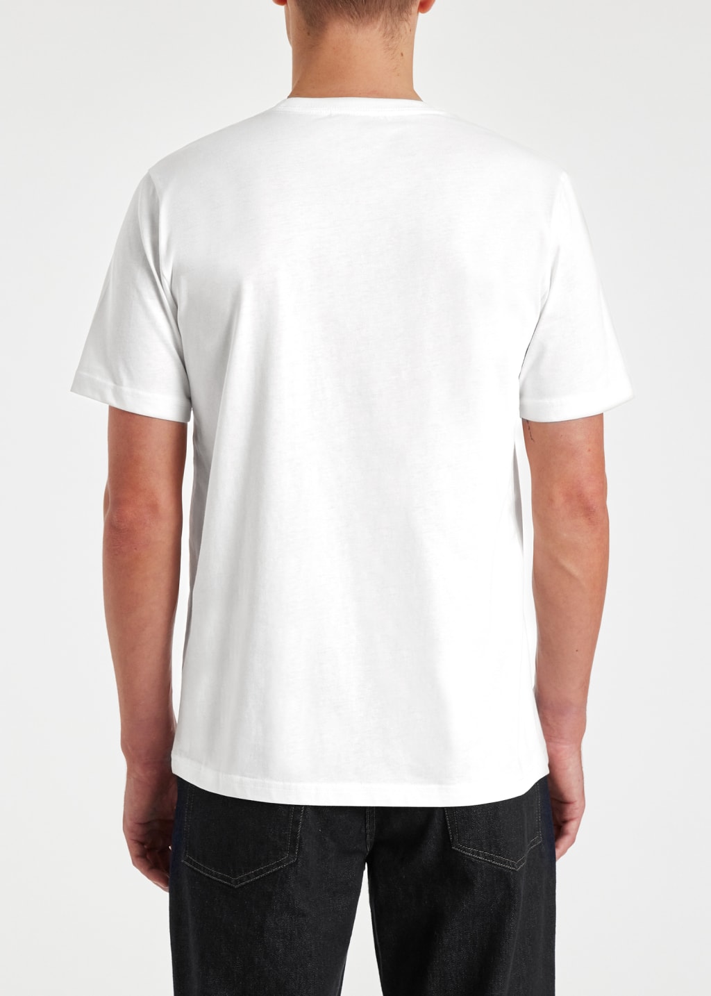 Model View - White 'Cyclist Sketch' Print Cotton T-Shirt Paul Smith