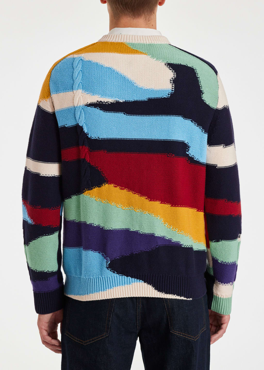 Model View - Multi-Colour Cotton 'Plains' Sweater Paul Smith