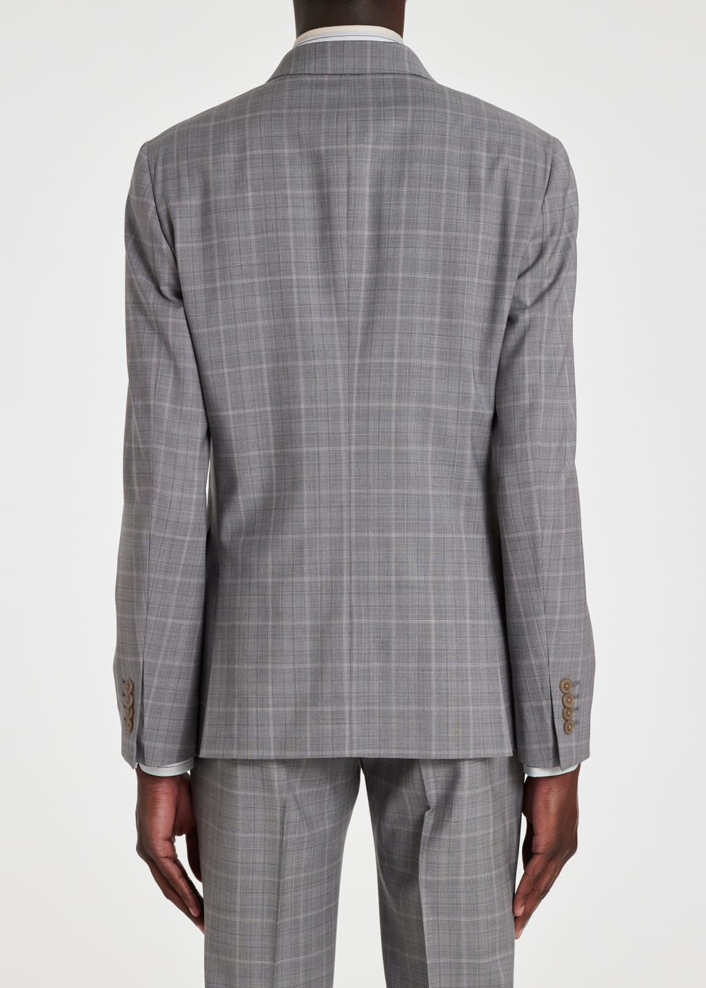 Model View - The Kensington - Slim-Fit Grey and Pink Check Wool Suit Paul Smith