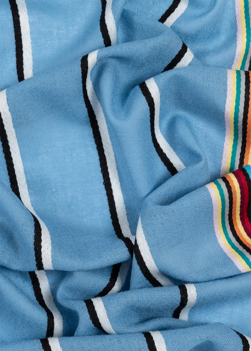 Women Retro Colorblock Stripe Raw Edge Shawl Scarf