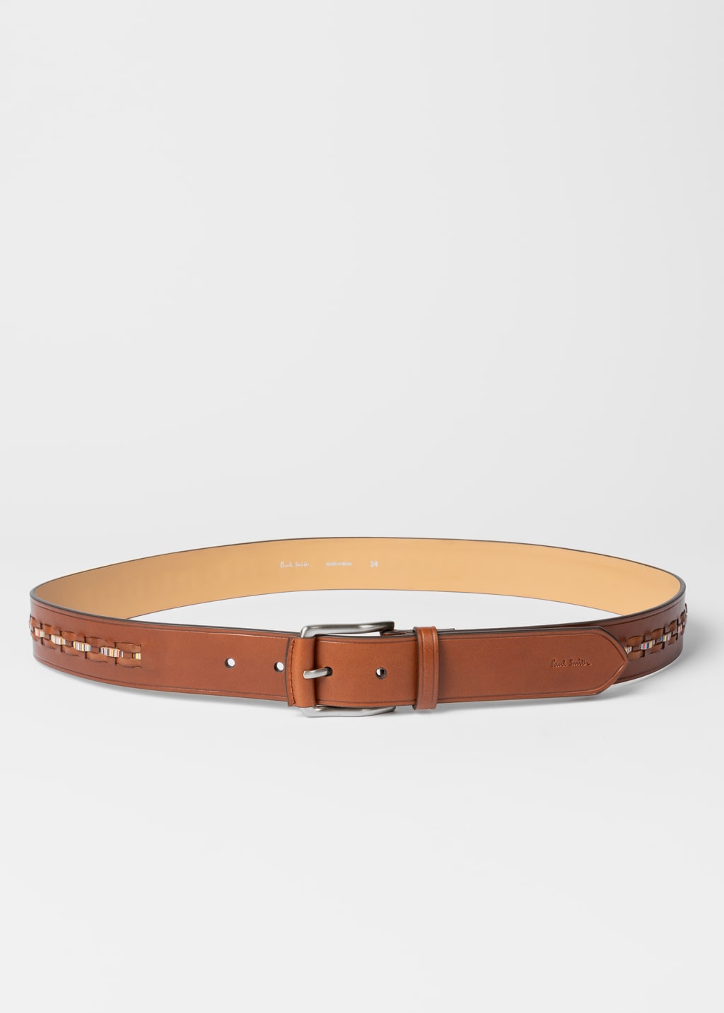 Scervino Street Brown Wide Leather Embroidered Design Logo Belt