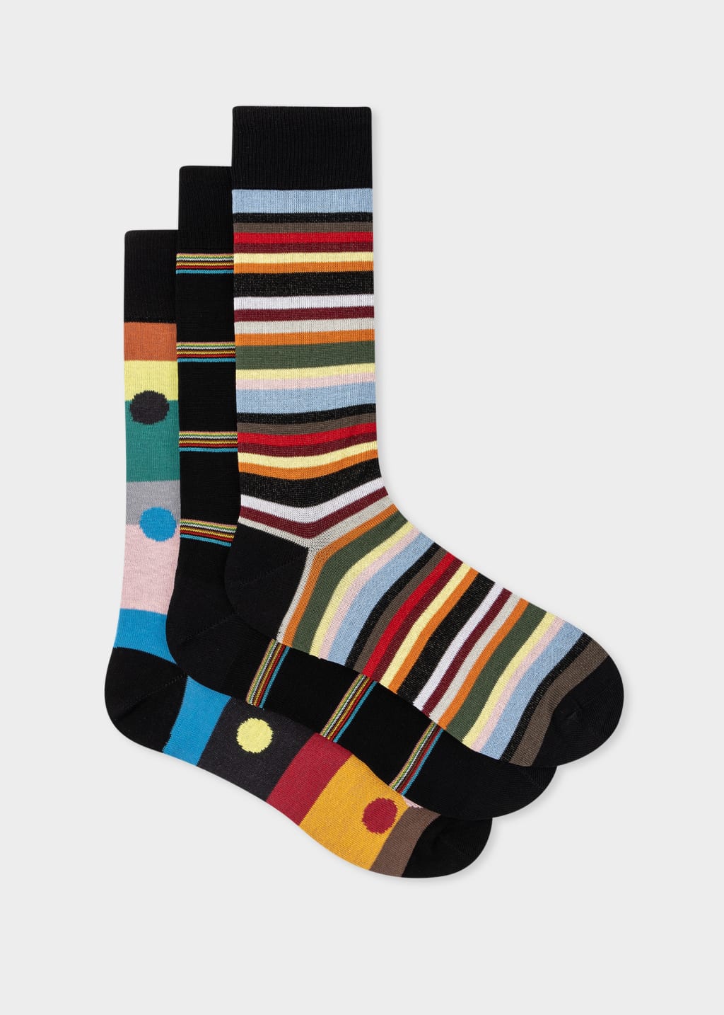 Front View - Stripe And Spot Socks Three Pack Paul Smith