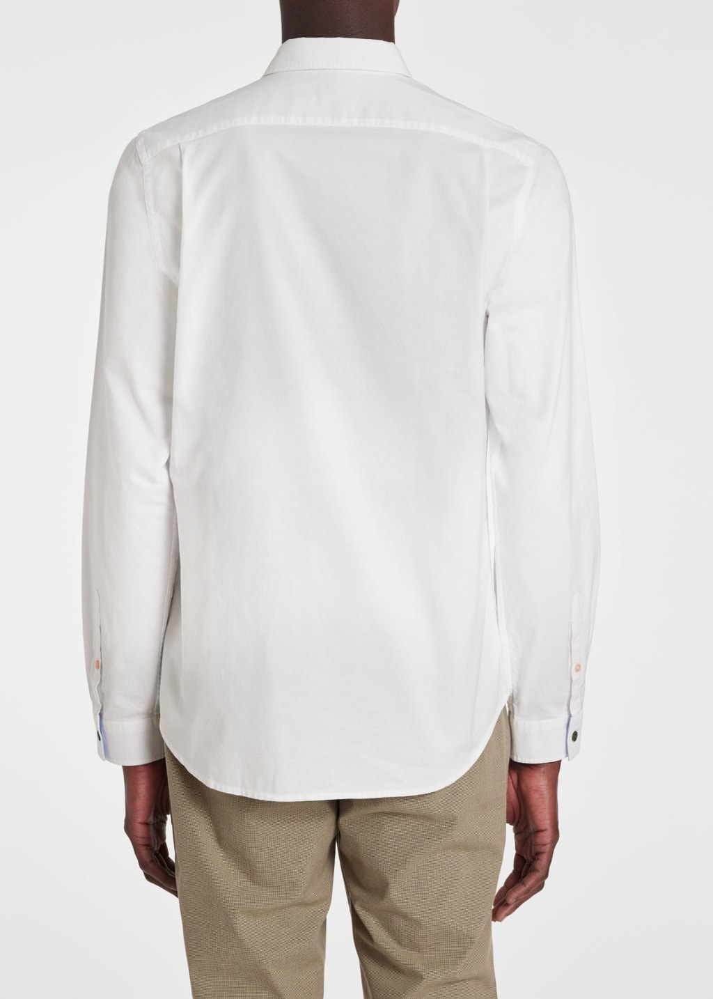 Model View - Tailored-Fit White Organic-Cotton Multi-Colour Button Oxford Shirt Paul Smith