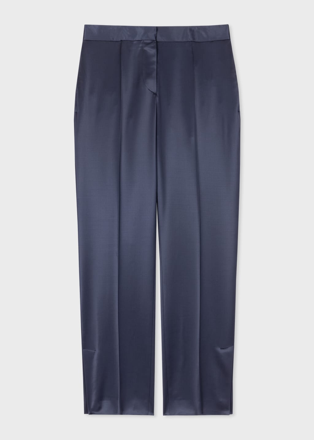Product View - Women's Navy Satin Kick Flare Trousers by Paul Smith