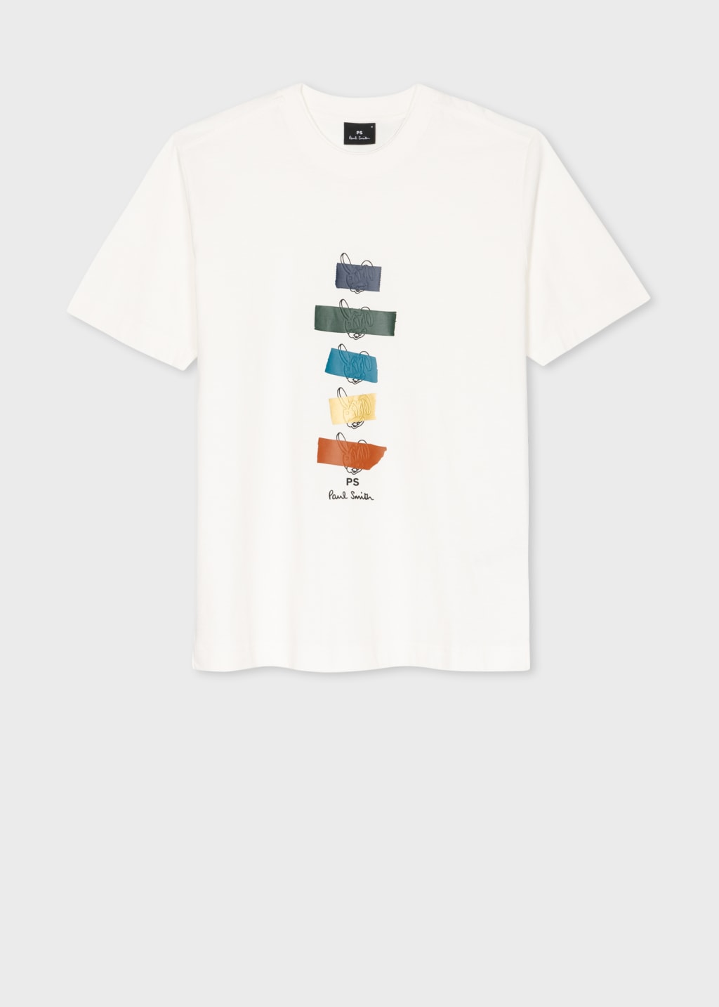 Front View - White 'Taped Bunnies' Print Organic Cotton T-Shirt Paul Smith