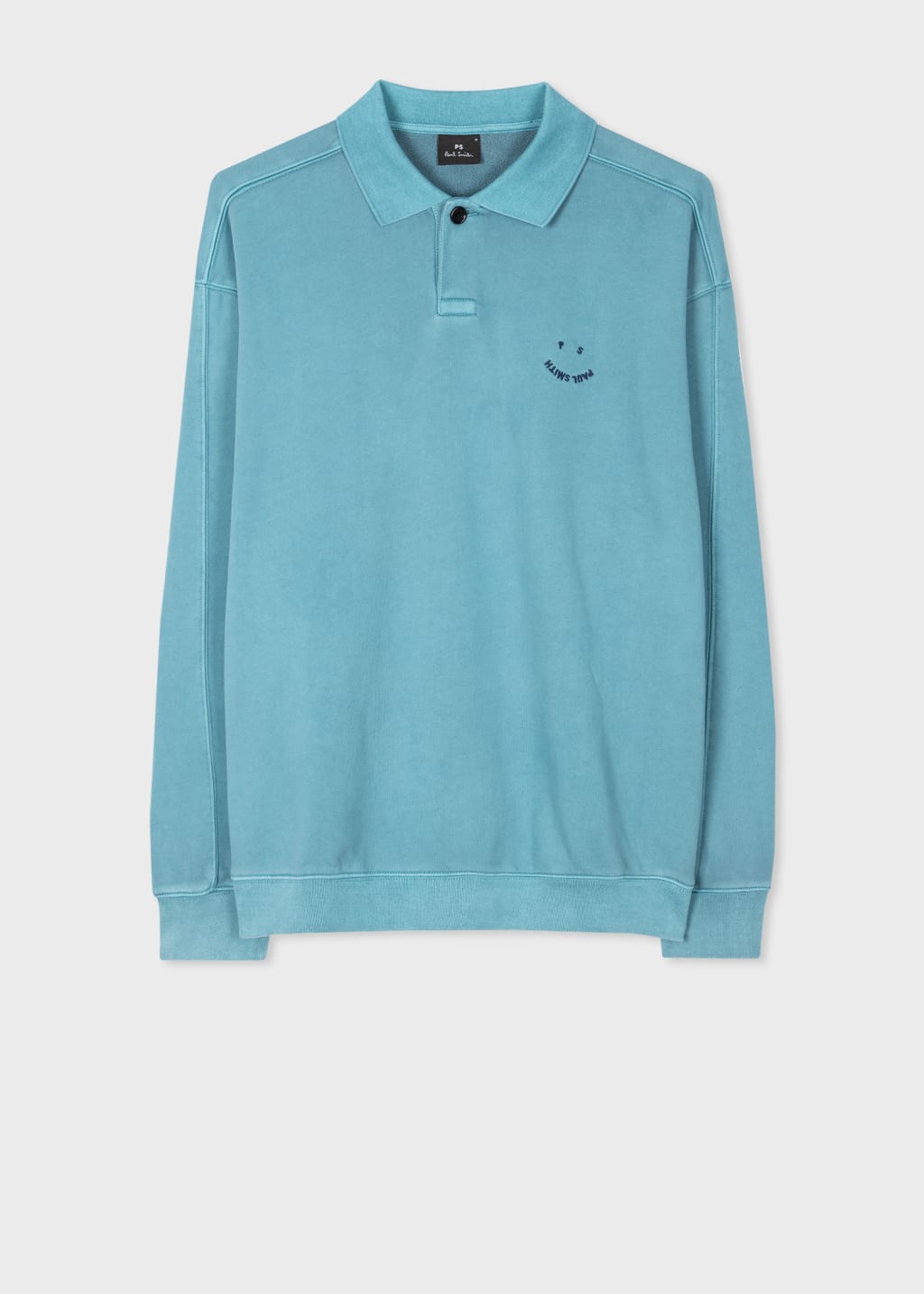Front View - Aqua Cotton 'Happy' Polo Sweatshirt Paul Smith