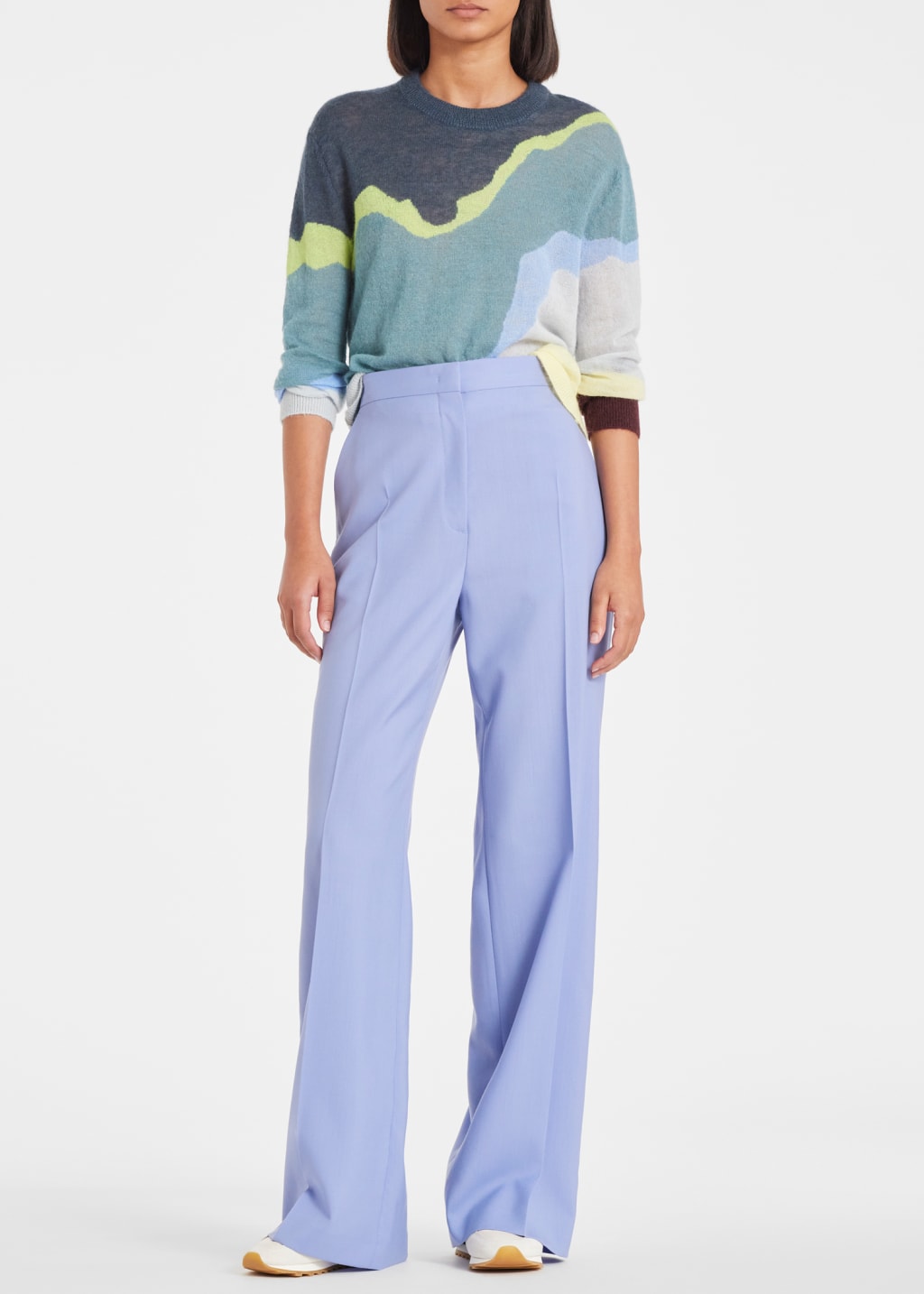 Women's Blue 'Torn Stripe' Mohair-Blend Sweater