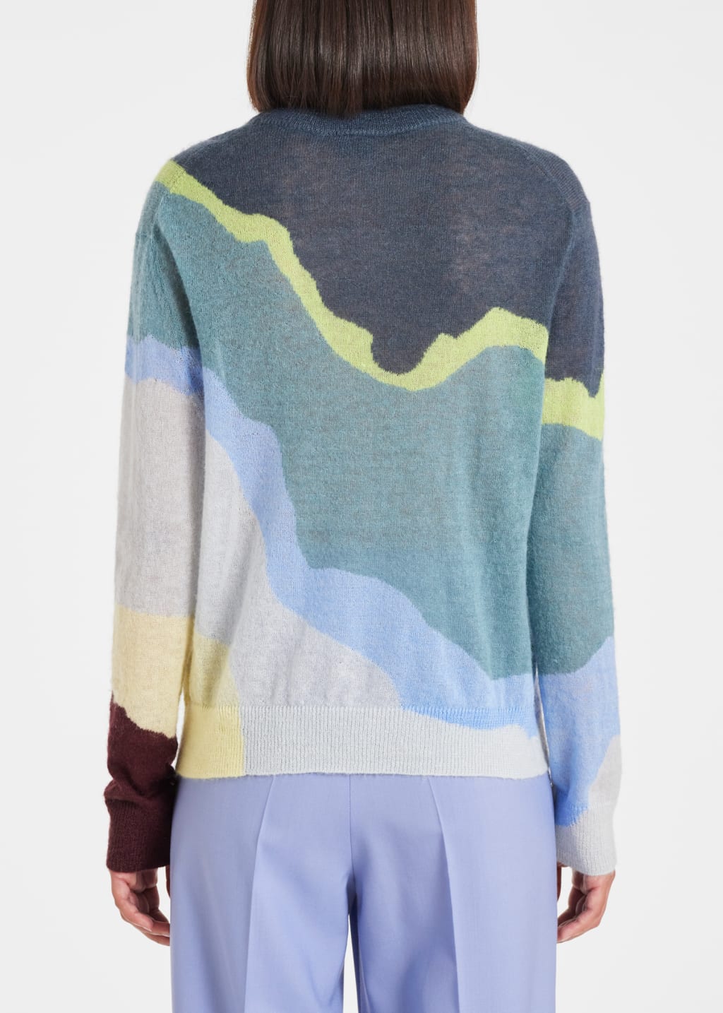 Women's Blue 'Torn Stripe' Mohair-Blend Sweater