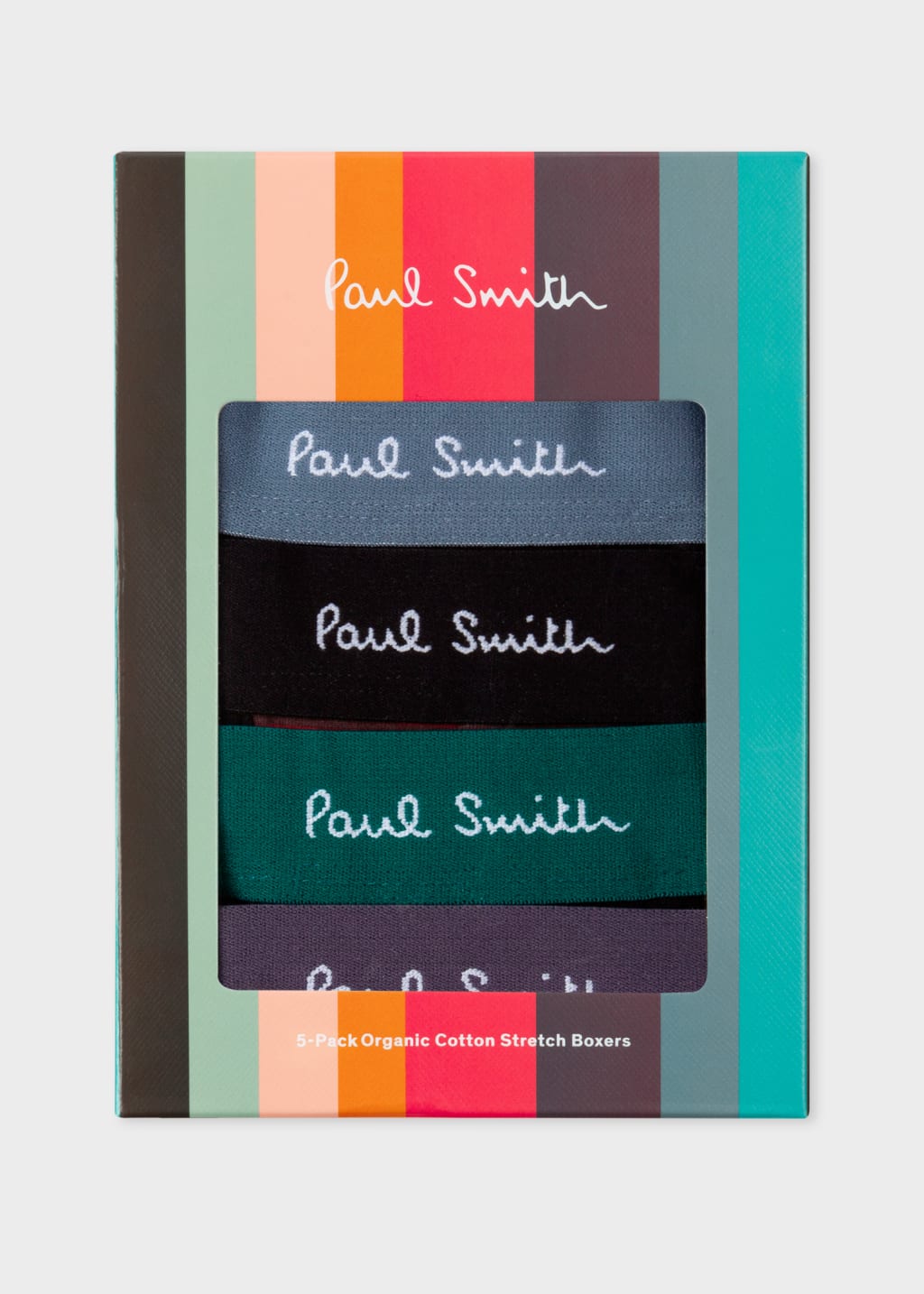Product View - 'Signature Stripe' Mixed Organic-Cotton Boxer Briefs Five Pack Paul Smith
