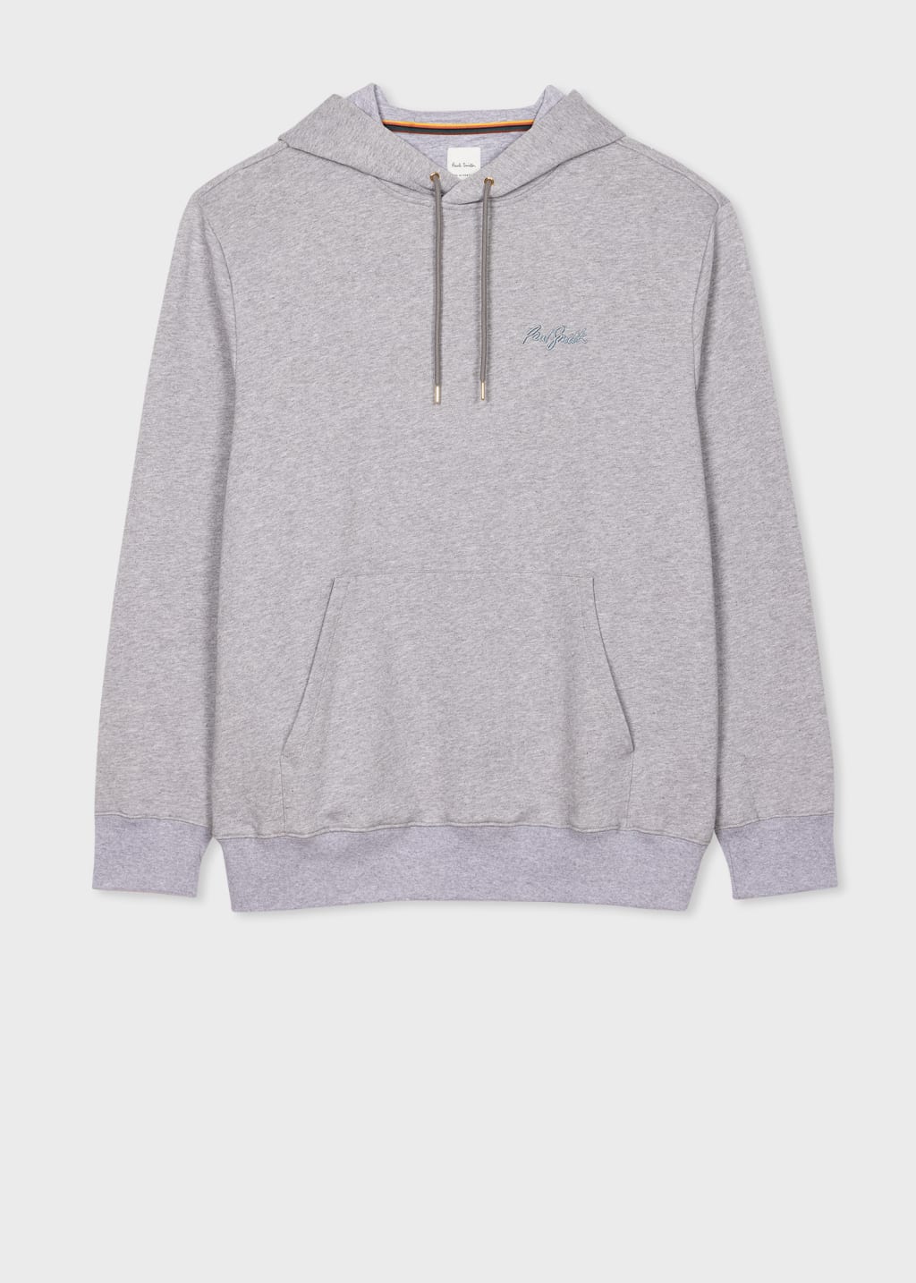 Front View - Grey Marl Cotton Shadow Logo Hoodie Paul Smith